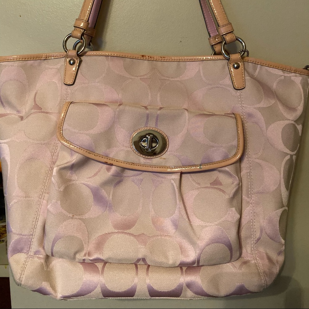 Pink Coach Signature Canvas Bag